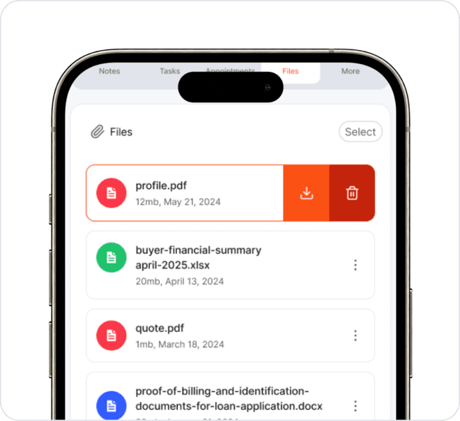 Files upload feature screenshot